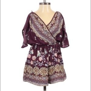 Xhilaration Purple Patterned Romper Size L